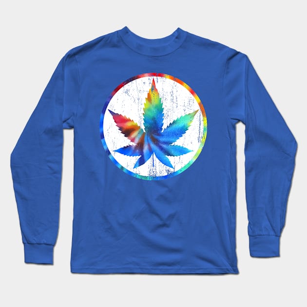 Marijuana Leaf Tie Dye Peace Sign Long Sleeve T-Shirt by The Lucid Frog